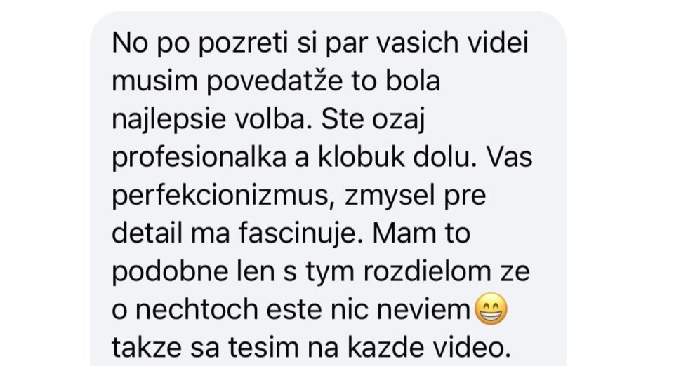 Snímka správy od kurzantky online kurzov 5